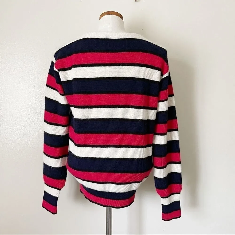 Tory Burch Striped 100% Baby Alpaca Pullover sweater size Small preowned